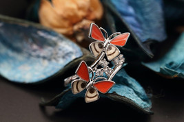 Navia Jewelry Butterfly Wings Diaethria clymena Silver Ring NR-6C-14 - £90.57 GBP