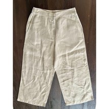 Eileen Fisher Linen Cropped Wide Leg Tan Khaki Pants - £27.24 GBP
