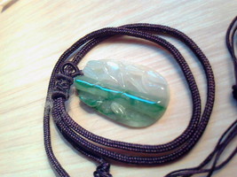 Green Jadeite Jade Carved Pendant Bamboo Natural Jadeite - £569.24 GBP