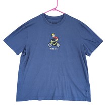Life Is Good Men&#39;s L T-Shirt, Ride On Cyclist, Blue Short Sleeve Crewnec... - $20.00