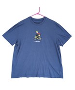 Life Is Good Men&#39;s L T-Shirt, Ride On Cyclist, Blue Short Sleeve Crewnec... - $27.35 CAD