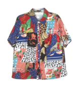 Shein Curve Womens 4XL Blouse Multicolored Short Sleeve Button Front Collared - $15.97