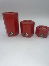 Waechtersbach 3 Red Christmas Tree Candle Tea Light Holders West Germany - £22.03 GBP