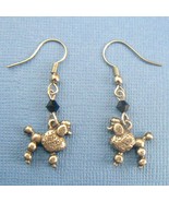 Poodle Dog Earrings - Silver Pewter w/ Crystal Bead (EAR205) - £7.81 GBP