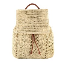 Women Straw Backpack s Bag Handmade Woven Casual Beach Holiday Vacation Bagpa To - £94.73 GBP