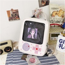 Creative Game Transparent Backpack Girls Japanese itabag Mesh Inside Small Backp - £29.07 GBP