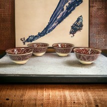 Vintage Set/4 Rishtan Ceramic Bowls &quot;Patterns&quot; Hand-Painted Mid-Century Modern - £20.30 GBP