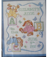 JANLYNN SLEEPY BUNNIES BIRTH RECORD COUNTED CROSS STITCH KIT  11 X 14&quot; N... - $10.55