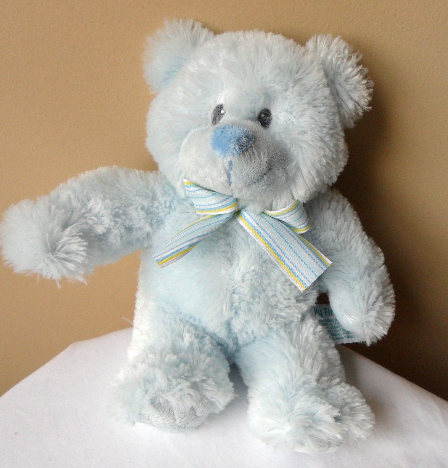RUSS Baby MY FIRST TEDDY Blue Bear Stuffed Plush Baby Toy 16" Long - $9.38