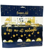 NEW-FACTORY SEALED NEW YEAR&#39;S EVE BANNER KITS Kiss Me at Midnight 12ft. ... - $4.90