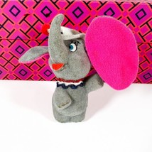 Vintage Flocked Christmas Dumbo w/ Hat Pink Ears Ornament by Walt Disney - £10.11 GBP