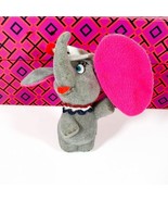 Vintage Flocked Christmas Dumbo w/ Hat Pink Ears Ornament by Walt Disney - £10.11 GBP