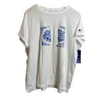 NWT Champion Crewneck T-Shirt Size 2X Solid White W/Blue Logo Short Sleeve - £8.65 GBP