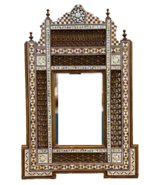 Handmade Mother of pearl Inlay Wood Wall Hanging Mirror Frame Antique Ho... - £297.99 GBP