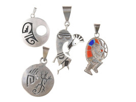 4 Vintage Southwestern sterling pendants xc - £110.73 GBP