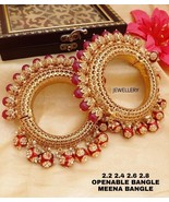 Bollywood Indian Gold Plated Enameled Red Kada Bangle Bracelet Kundan Je... - £66.50 GBP