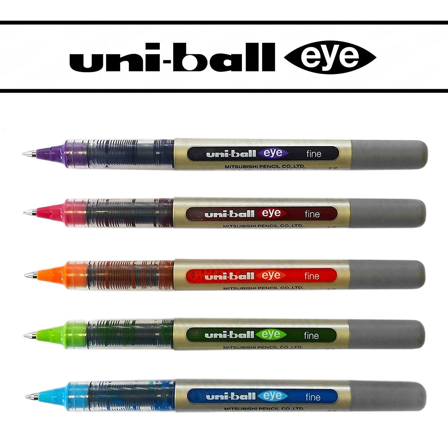 Uniball UB-157 Rollerball Pen Set - 5 Pen Set - Tropical Colours Pack - £10.99 GBP