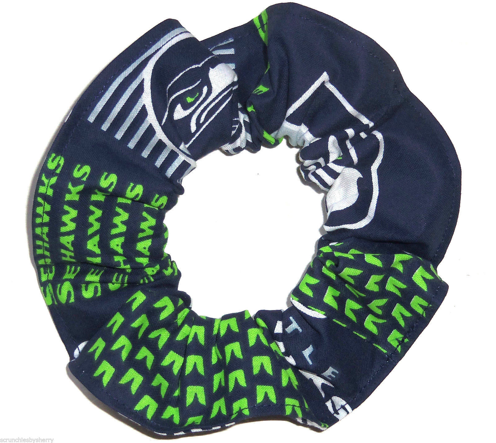 Primary image for Seattle Seahawks Patches Fabric Hair Scrunchie Scrunchies by Sherry NFL Ponytail