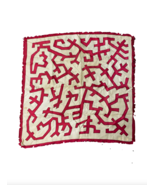 Vintage Michel Swiss Abstract Geometric Fringed Silk Neck Scarf Distress... - $59.04 CAD