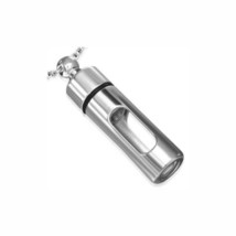 Memorial Clear Ash Urn Vial Necklace All Stainless Steel &amp; Glass - £10.14 GBP