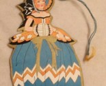 1930s era Woman in Orange &amp; Blue Dress Bunko Tally Card Box2 - $12.86