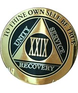 Recoverychip 29 Year AA Medallion Elegant Black Gold Silver Bi-Plated Al... - £13.84 GBP