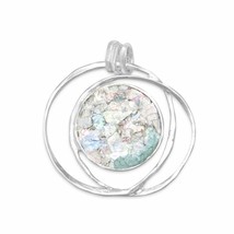Textured Open Designed Round Ancient Roman Glass 925 Sterling Silver Pendant - £120.14 GBP