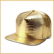  Unisex Hip Gold or Silver Embossed PU Leather Gator Skin Adjustable Ball Cap 