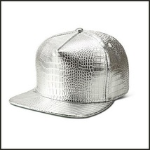  Unisex Hip Gold or Silver Embossed PU Leather Gator Skin Adjustable Ball Cap  image 2