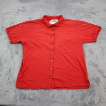 White Stag Shirt Womens M Red Button Up Short Sleeve Pockets Collared Top - £17.99 GBP