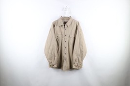 Vtg Levis Mens XL Sherpa Fleece Lined Collared Button Shirt Jacket Shacket Beige - £56.22 GBP