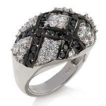 Absolute 2.32ct Black and White Sterling Silver Ring Size 5 - £35.94 GBP