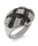 Absolute 2.32ct Black and White Sterling Silver Ring Size 5 - £35.90 GBP