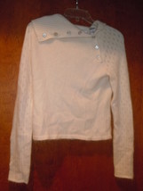 Heart Cream Button Down Side Angora Blend Sweater Size M - $8.99