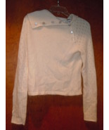Heart Cream Button Down Side Angora Blend Sweater Size M - $8.99