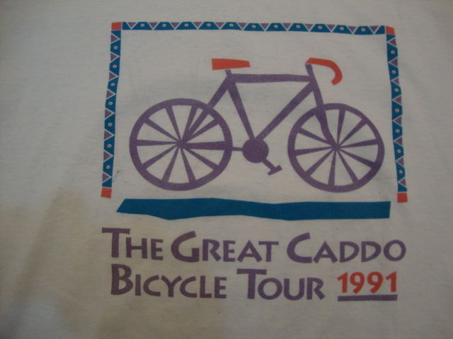 Primary image for Vintage "The Great Caddo Bicycle Tour" 1991 Exercise White T Shirt Men's Size L