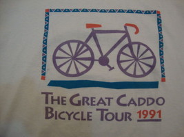 Vintage &quot;The Great Caddo Bicycle Tour&quot; 1991 Exercise White T Shirt Men&#39;s... - $18.46