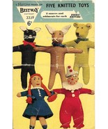 Vintage knitting pattern for 5 knitted toys. So cute. Bestway 3339. PDF - £1.71 GBP