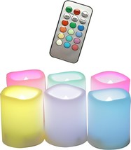 6 Pack Multi Color Flameless LED Votive Candles with Remote Color Changing Batte - £26.57 GBP