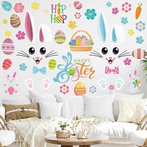 4 Pcs Happy Easter Door Stickers Refrigerator Easter Flower Egg Bunny Rabbit Wal - £16.47 GBP