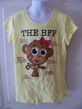 JUSTICE THE BFF MONKEY YELLOW T-Shirt Size 8 Girl&#39;s EUC - £11.67 GBP
