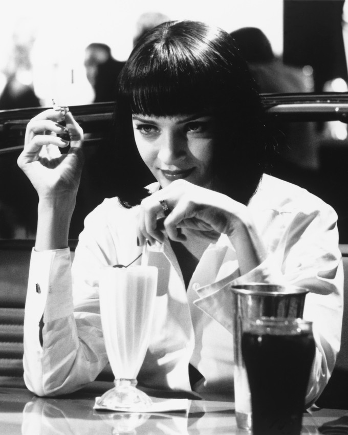 Pulp Fiction Uma Thurman In Diner B&W 16x20 Canvas Giclee - $69.99