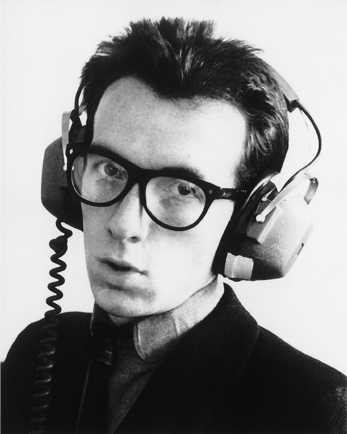 Primary image for Elvis Costello B&W 16x20 Canvas Giclee Head Phone Late 70'S