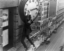 Harold Lloyd Hanging On Clock B&amp;W 16x20 Canvas Giclee - $69.99