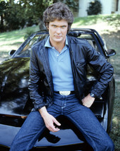 David Hasselhoff Knight Rider 16x20 Canvas Black Leather Jacket Sitting On Kitt - £55.94 GBP