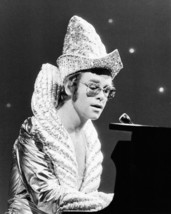 Elton John Canvas In Glam Rock Outfit Crazy Hat At Piano In Concert 1970&#39;S - $69.99