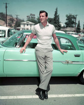 Rock Hudson 16x20 Canvas Giclee Classic Pose By Green Vintage Sports Car 1950'S - $69.99