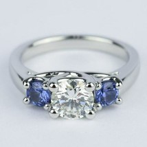 Anillo de compromiso 2,90 quilates diamante simulado y zafiro azul oro... - £199.13 GBP