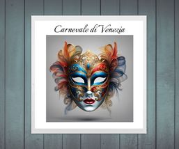 Carnival of Venice Face Mask Poster Print 24 x 24 in - £26.33 GBP