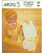 Vintage knitting pattern for dolls layette 12 - 14in dolls Argyll 773. PDF - £1.71 GBP